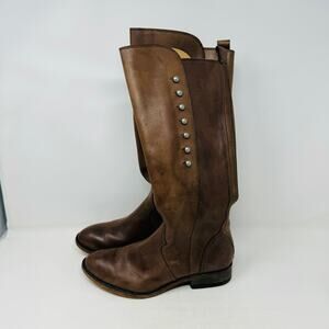 Spirit by Lucchese Annie Riding Boots Womens Leather Studded Brown Size 7M